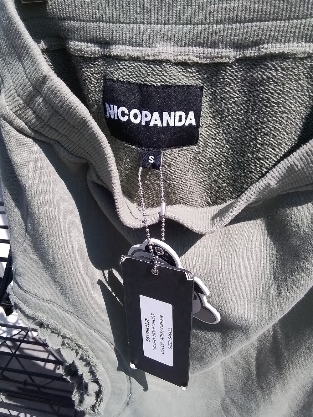 Nicopanda.....Women's Olive Green Distressed Knit Shirt